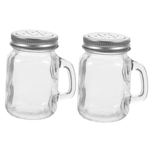 Cabilock Set of 2 Glass Spice Jars Salt Pepper Jar for Kitchen Seasoning Storage