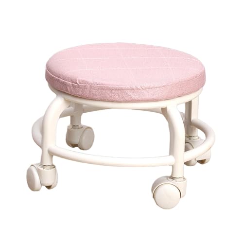 TWISAXC Elegante Asiento móvil bajo para Mayor Comodidad con función giratoria. Oficinas en casa y áreas de Fitness. El Asiento del Taburete con polea está Hecho de y Patas