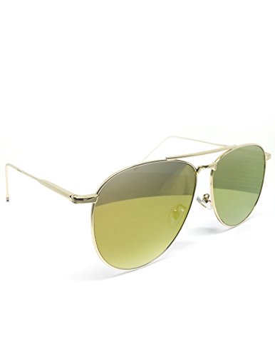 97025 Premium Oversized Aviator Flat Mirrored Sunglass Womens Mens (METAL, GOLD/GOLD)2