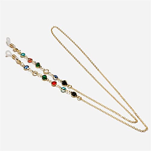 Kristall-Kupfer-Kettenschnüre Lesebrillenkette Mode-Frauen-Sonnenbrillen-Zubehör Lanyard-Halteriemen (Color : A, Size : Length-70CM)