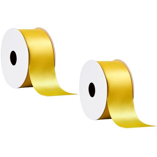 Offray 453849 1.5 Wide Single Face Satin Ribbon for Gift Wrapping Decoration and Crafts Two Pack of 4-Yard Spools Lemon Yellow