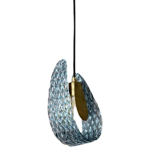 Lustre moderne créatif en verre bleu pour sublimer les repas en famille