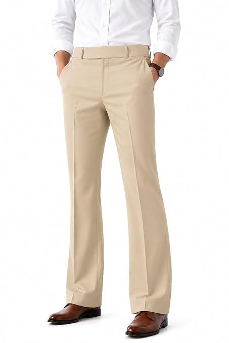 MENEX Men's Japanese Boot Cut Trouser Beige - Image 1