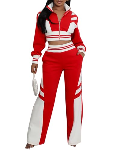 KANSOON Tracksuit for Women Two Piece Block Color Long Sleeves