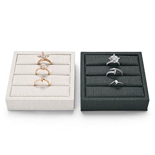 Boîte à Bijoux 4 étages Empilable – Gris – Organisation Boucles D’oreilles, Colliers, Bagues – Avec Couvercle