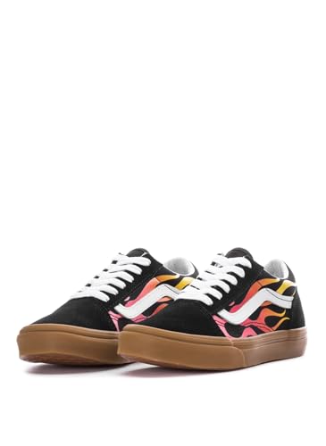 Image of Vans Unisex Kid Old Skool (Little Kid) Flame Black /Gum 13.5 Little Kid Medium