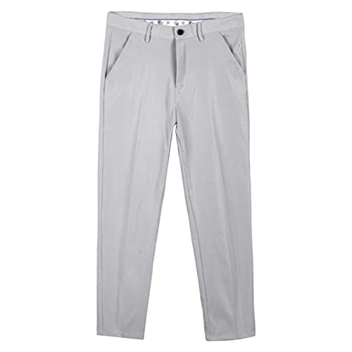 Men's Solid Color Slim Fit Pant Classic Straight Leg Casual Suit Pant Lightweight Business Party Comfort Trouser (Light Grey,36)