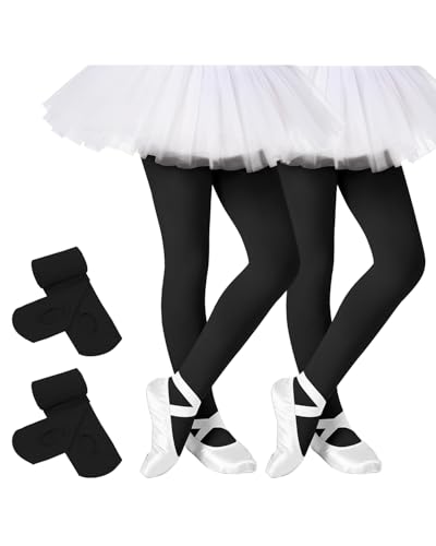 Image of Century Star Girls Ballet Tights 2-Pack - Ultra Soft Opaque Footed Transition Dance Tights for Toddler & Kids