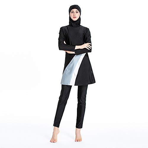 Mr Lin123 Muslim Swimwear Islamic Swimsuit for Women Hijab Conservative Swimwear Full Covered Swimwear Muslim Swimming Beachwear Burkini (M, Grey)