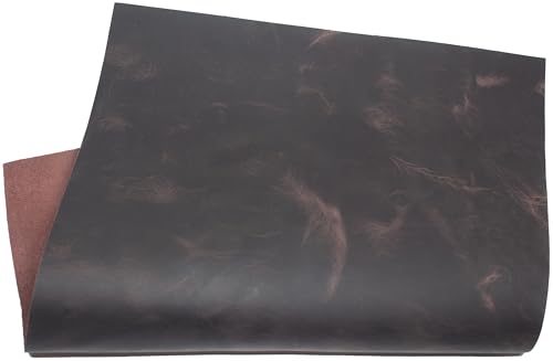 HAPPER STUDIO Piel de vacuno de 2 mm de grosor, acabado pull-up, Crazy Horse. Hojas de cuero genuino para manualidades. (1, Chocolate Marrón, A5 (148 x 210 mm))