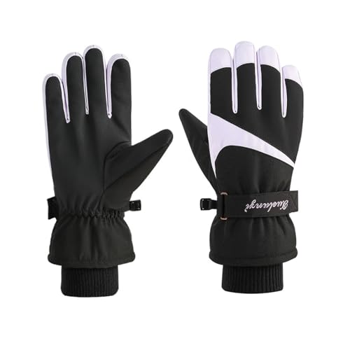 Andiker Guantes de esquí, guantes térmicos impermeables y resistentes al viento, guantes de invierno con pantalla táctil antideslizante con hebilla antipérdida para esquiar al aire libre (Negro, talla