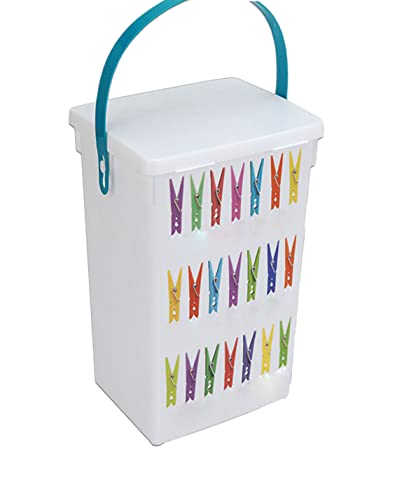 Vsorce4u 1 x 5L Pegs Storage Plastic Container With Lid & Handle - Laundry Clothes Peg Storage Box, Basket, Bag, Holder, Tin