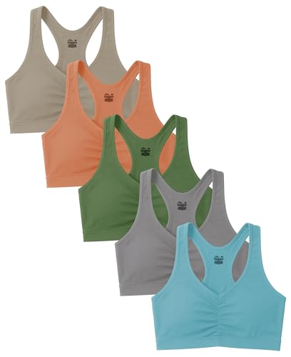 Sexy Basics Women's Cotton Spandex Racer Back Bra | 4 Way Stretch Pullover Workout Sport Bras (Multi-Pack)
