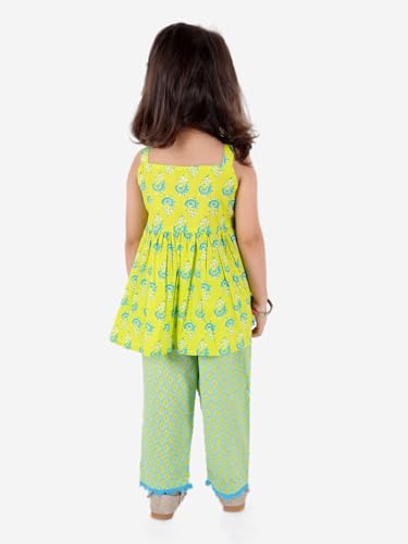 Image of superminis Girls Cotton Floral Printed Gotta Work Kurti Duppata and Matching Afgani Ethnic Wear Set