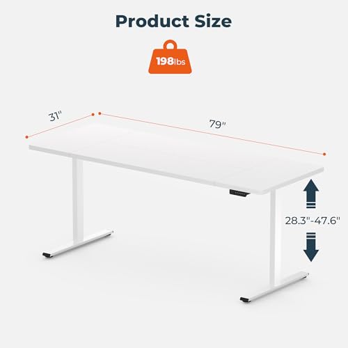 Image of Dual Motor Standing Desk, Large Stand Up Desks, 79x31 Inches Electric Sit Stand Desk, 4 Memory Preset Adjustable Height Home Office Desks(White)