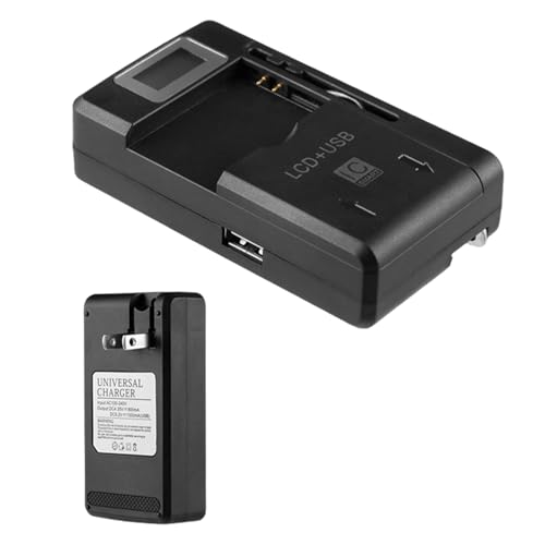 Cargador De Batería - Cargador USB Pantalla LCD Negro | Rápido para Baterías De Cámara Digital & Móvil | Estación De Carga Portátil para Li-Ion 3,6V/3,7V | Cámara