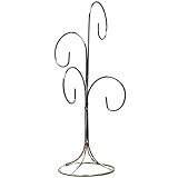 Multiple Christmas Ornament Stand - 4 Holding Arms - Silver Ornament Tree Displays 4 Ornaments - Smooth Chrome Finish - 13