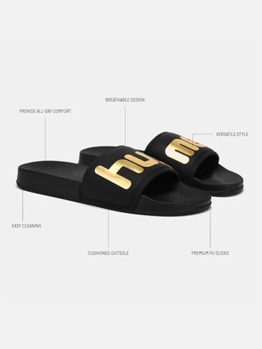 Image of hummel CHUNK MEN SLIDERS Comfortable Cushioned Sole Arch Support Durable Lightweight Flexible Trendy Style Flip flops and Slippers Slides for Men Daily use Chappal