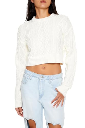 Forever 21 Women's Cropped Cable Knit Sweater...