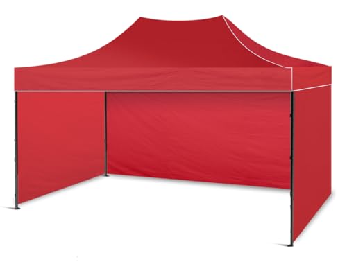 BDW - Barnum Pliant Professionnel Rouge - 3 x 4,5 x 2,2 m - Tente de Réception et Stand de Marché - Montage Rapide - Idéal pour événements, Fêtes,...