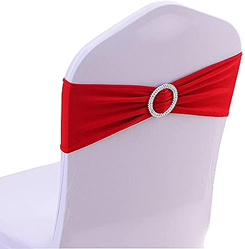 CNFQ 50 PCS Noeuds de Chaise Elastique Pas Besoin d'être Lié Décor Mariage Fête Baptême (Rouge, 50)