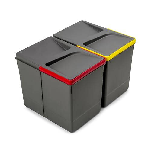 EMUCA - Cubo de Basura, Gris, H 266 mm (2 x 15 L)