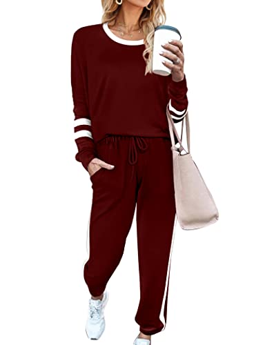 Image of Aloodor Sweatsuit for Women 2 Piece Outfits for Womens Crewneck Sweatshirts Pullover