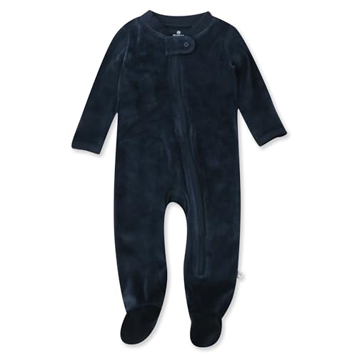 Image of HonestBaby Baby Velour Sleep & Play Footed One-Piece Pajama Sleeper 100% Organic Cotton
