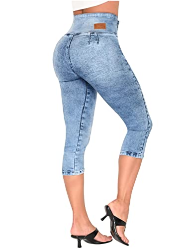 LOWLA Colombian Butt Lifting Capri Jeans for Women Pantalones Colombianos Levanta Cola