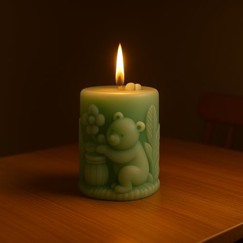 Image of Teddy Honey Pot Candle & Moonlit Jasmine Car Hanging Diffuser - Home Decor & Car Fragrance Combo
