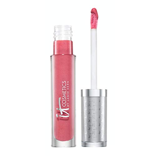 IT Cosmetics Vitality Lip Flush Butter Gloss, Pretty in Pink - Gloss + Anti-Aging Lip Serum - Hydrates, Repairs & Protects Lips - Collagen, Hyaluronic Acid, Shea Butter & Avocado Oil - 0.11 oz