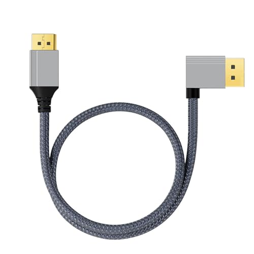 QMQJIA DP1.2 Video Cord 4K 60Hz Resolution Straight Head to Right Angled Connection Wire DisplayPort Connection Line