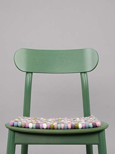 myfelt Greta Pure New Wool Felt Ball Seat Pad/Chair Cushion/Square 36 x 36 cm, Colourful, 36 x 36 x 1.5 cm - Image 3
