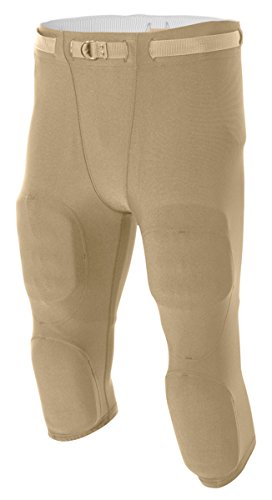 A4 Men's Flyless Football Pant, Vegas Gold, Large