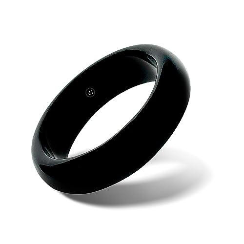 WHITESTONE JEWELRY CO. Black Onyx Size 8 Minimalist Band Ring for Women & Men December Birthstone Stackable Gemstone Ring Made from High-Grade Natural Stones | Angeleno Stone Ring Collection