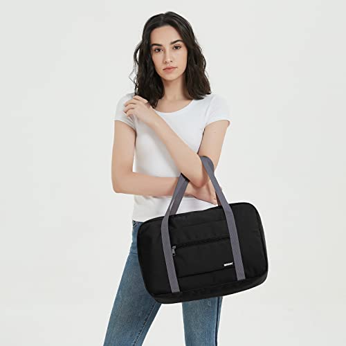 Ryanair Handgepäck 40x30x20, 40x20x25 Handgepäck Tasche für Flugzeug Reisetasche Klein Faltbare Sporttasche Weekender Koffer für Herren und Damen von WANDF(Schwarz 20L)