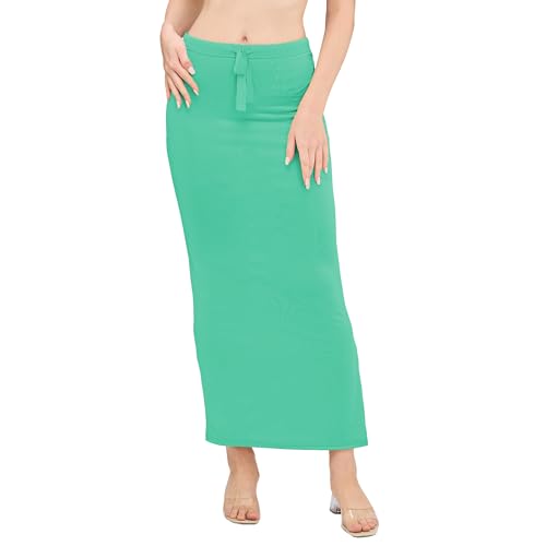 Image of DESI GIRL Satin Shimmer Stretchable Saree Shapewear Petticoat with Drawstring for Women | Mermaid fit Saree Petticoat with Side Slit for Easy Movement | Saree Shaper | Long inskirt
