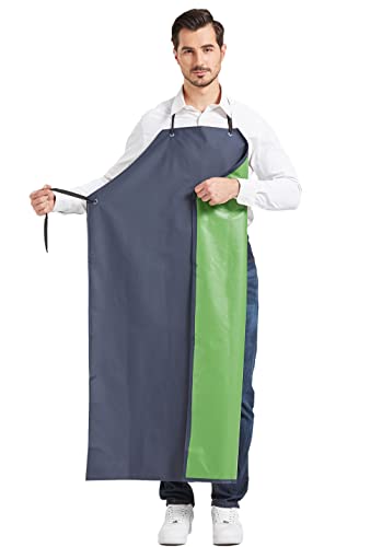 Nanxson Delantal impermeable de PVC con cordón ajustable en el cuello y cintura Delantal resistente al aceite para lavar platos Carnicero Jardín
