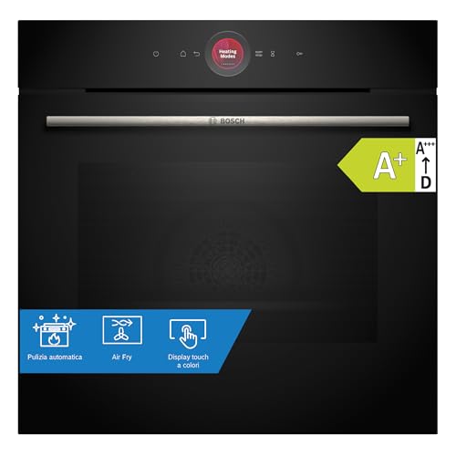 Bosch HBG7721B2 Serie 8, Forno da incasso, Pirolisi: pulizia del forno senza sforzo, Home Connect: controllo da remoto, Assistente alla cottura, Display touch, 60 x 60 cm, Nero