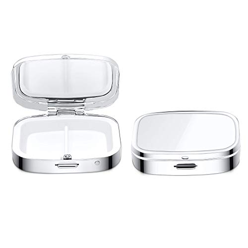 kwmobile Pillendoos met 2 vakken - Set van 2x Roestvrij Staal Pillendoosje - Organizer Voor Tabletten en Pillen - in zilver - Afbeelding 5