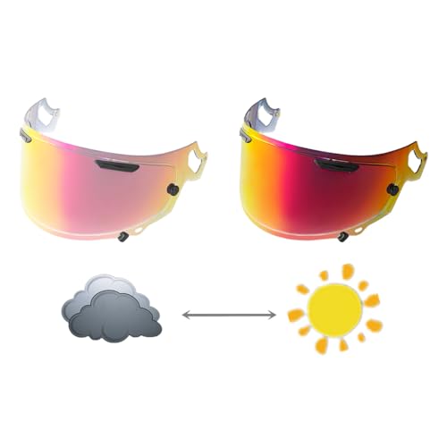 Regent-X Helmet Visor, Helmet Face shield for RX-7X,RX-7V,NEO,XD,VAS-V,VAS-V MAX,Quantum-X,Signet-X,Dt-X,Defiant-X (Photochromic Revo Red)