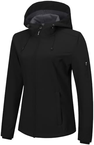 Outdoor Ventures Jacke Damen Wasserdichte Softshelljacke Übergangsjacke | Winddichte Regenjacke, Gefütterte Winterjacke, Atmungsaktiv Fahrradjacke, Verstellbare Kapuze Funktionsjac