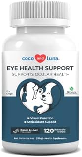 Eye Support for Dogs - Dog Supplements for Vision, Eye Vitamins for Dogs, Antioxidant, Dog Omega Supplement, Omega 3 EPA and DHA Fatty Acids, Lutein and Astaxanthin – 120 Chewable Tablets