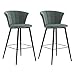 AltoBuy KOLYE - Lot de 2 Tabourets Velours Vert Menthe et Pieds Métal