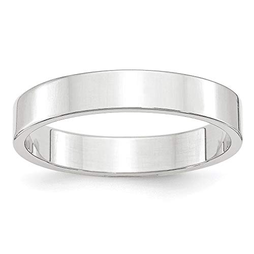 DEWBERRY 10k White Gold Men's Ring 4mm Lightweight Flat Wedding Band Size 5-8