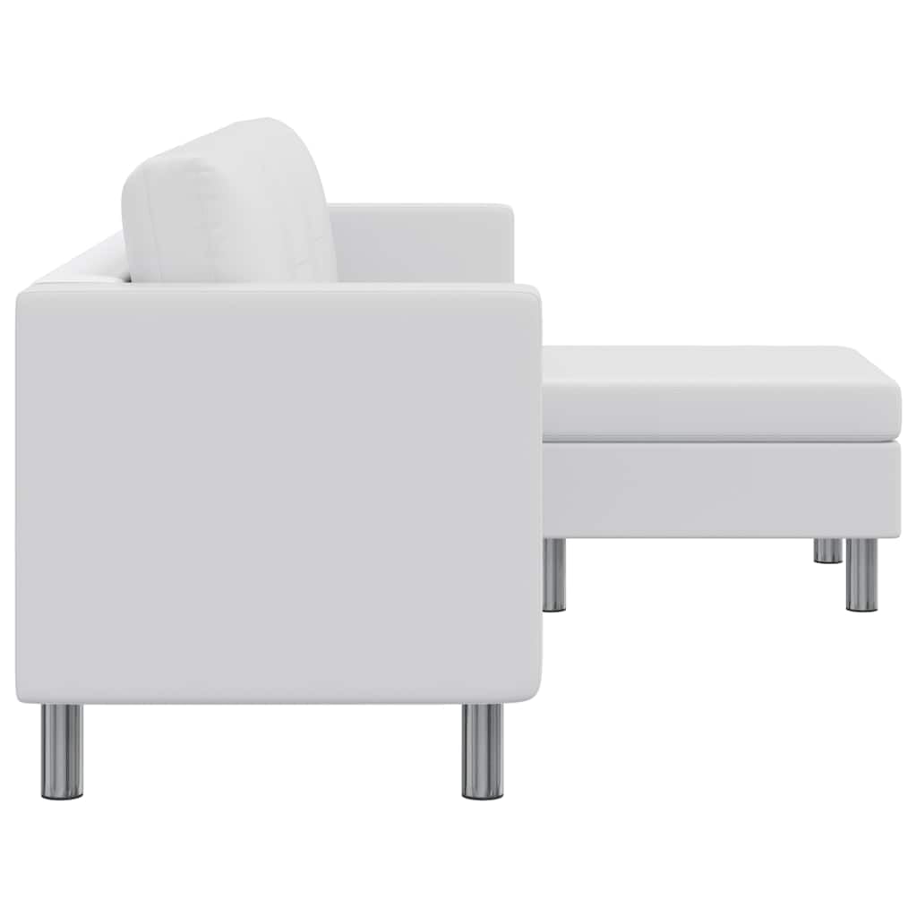 Sofá modular de 3 plazas de piel sintética, color blanco