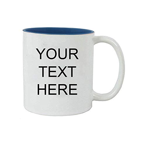 Personalized Add Your Custom Text White Ceramic 11 Oz Coffee Mug Customizable, (Light Blue) - //coolthings.us