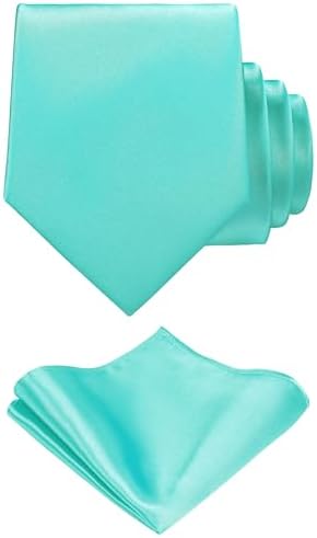 TIE G Solid Satin Color Formal Necktie and Pocket Square Sets in Gift Box