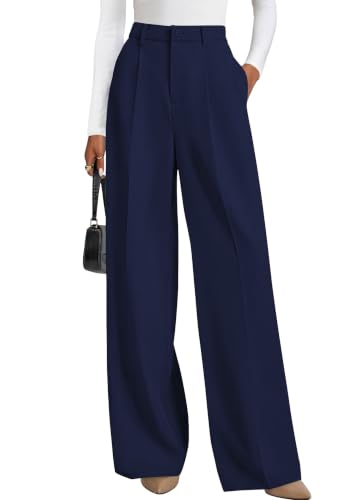 PRETTYGARDEN Women's Flowy Wide Leg Dress Pants | Soft Tailored High Waisted, Palazzo Pants Dressy , Pleated Work Office Trousers Slacks, Business Casual Outfits & Daily Wear