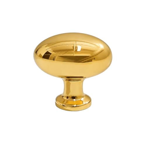 khtumeware 100% Solid Unlacquered Brass Cabinet Oval Knobs 1-1/8 inch Diameter Vintage Retro Classic Knobs for Kitchen Cabinets Bathroom Dressers and Cupboards(5 Egg knob)